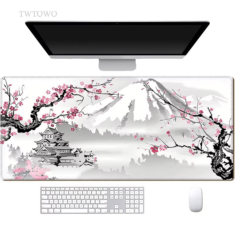 Sakura Japanese Cherry Blossom Mouse Pad Gaming XL Home New HD Mousepad XXL Keyboard Pad Non-Slip Office Carpet Laptop Mice Pad