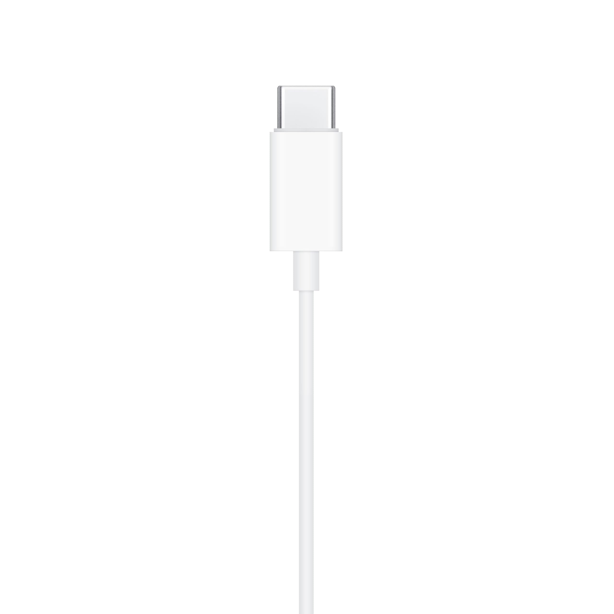 White USB-C cable on a white background
