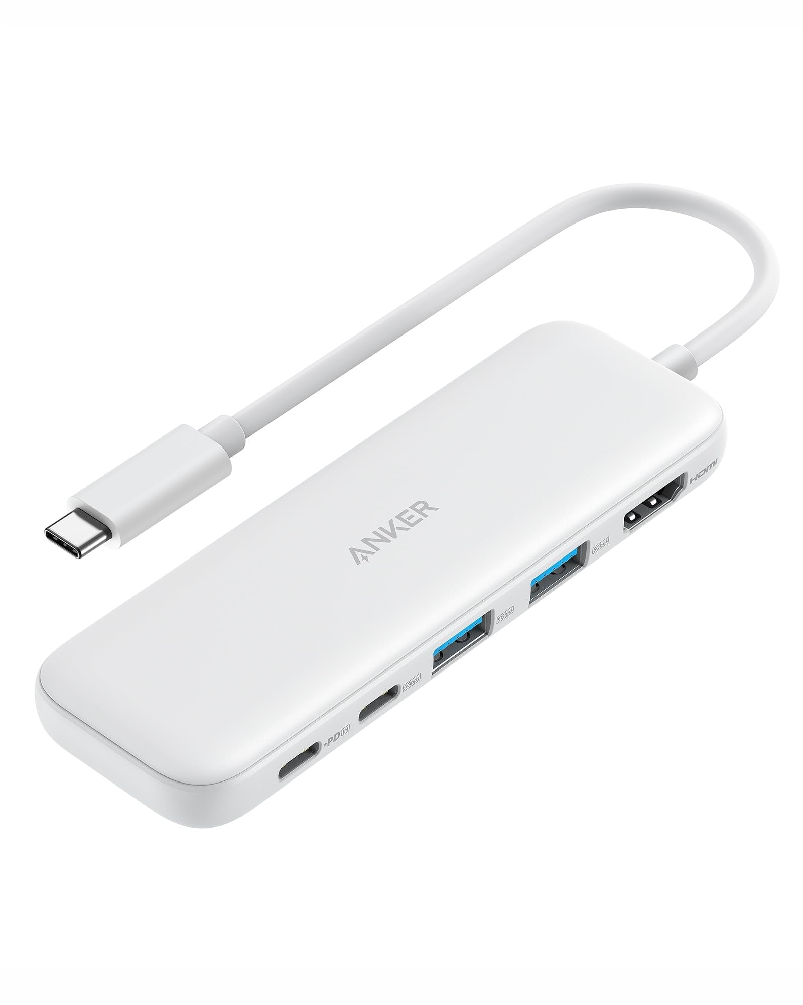 Anker USB hub with multiple ports on a white background