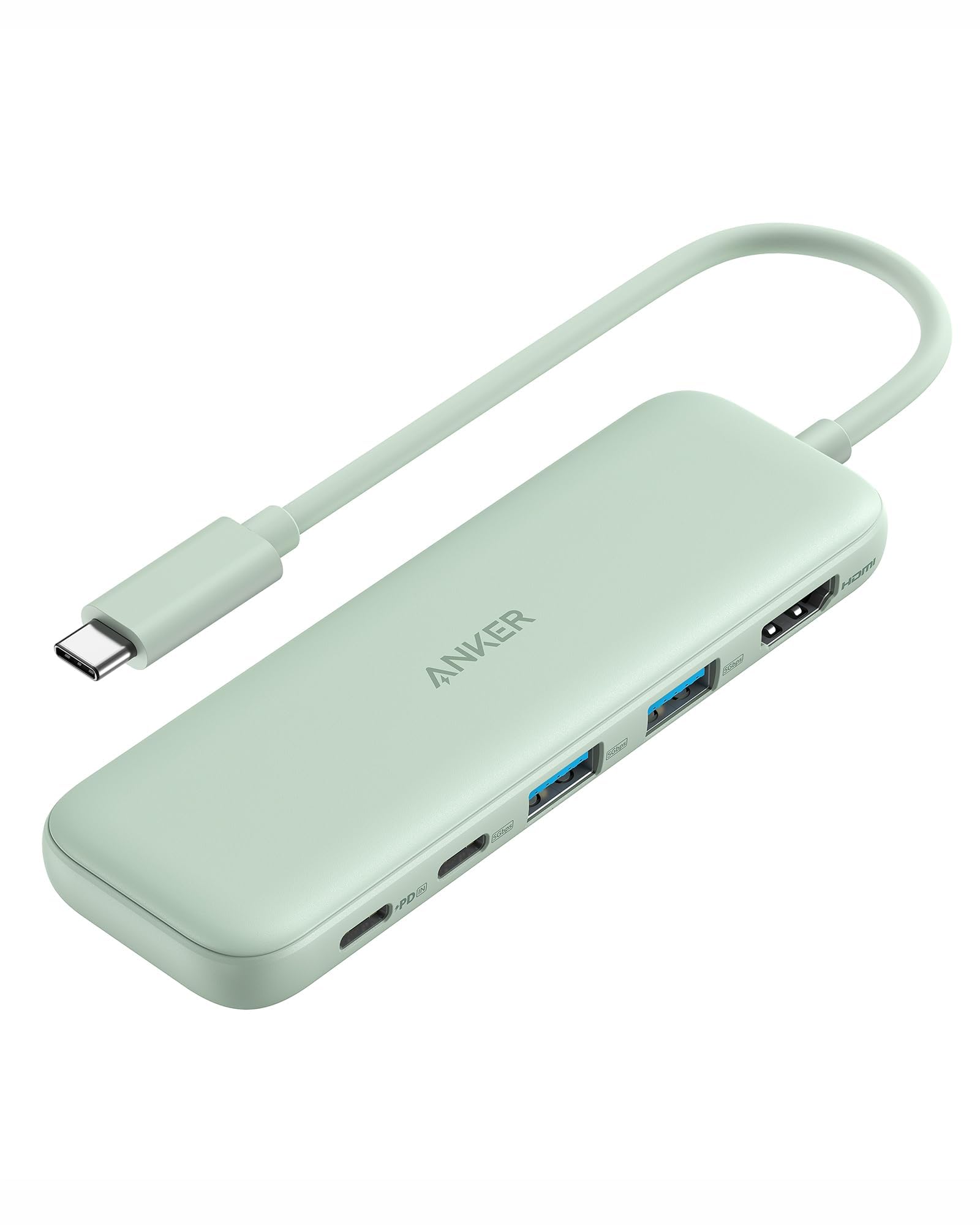 Anker USB hub with multiple ports on a white background