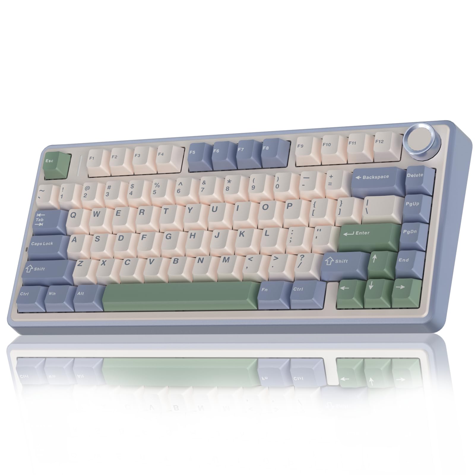 AULA F75 75% Wireless Mechanical Keyboard, Hot Swappable Creamy Keyboard, Pre-lubed Reaper Switches, 2.4GHz/Type-C/BT5.0, RGB Backlit Gaming Keyboards(White & Blue)
