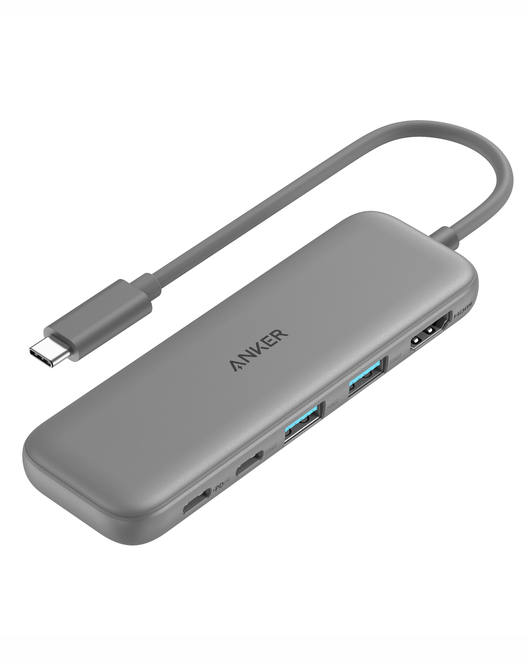 Anker USB hub with multiple ports on a white background