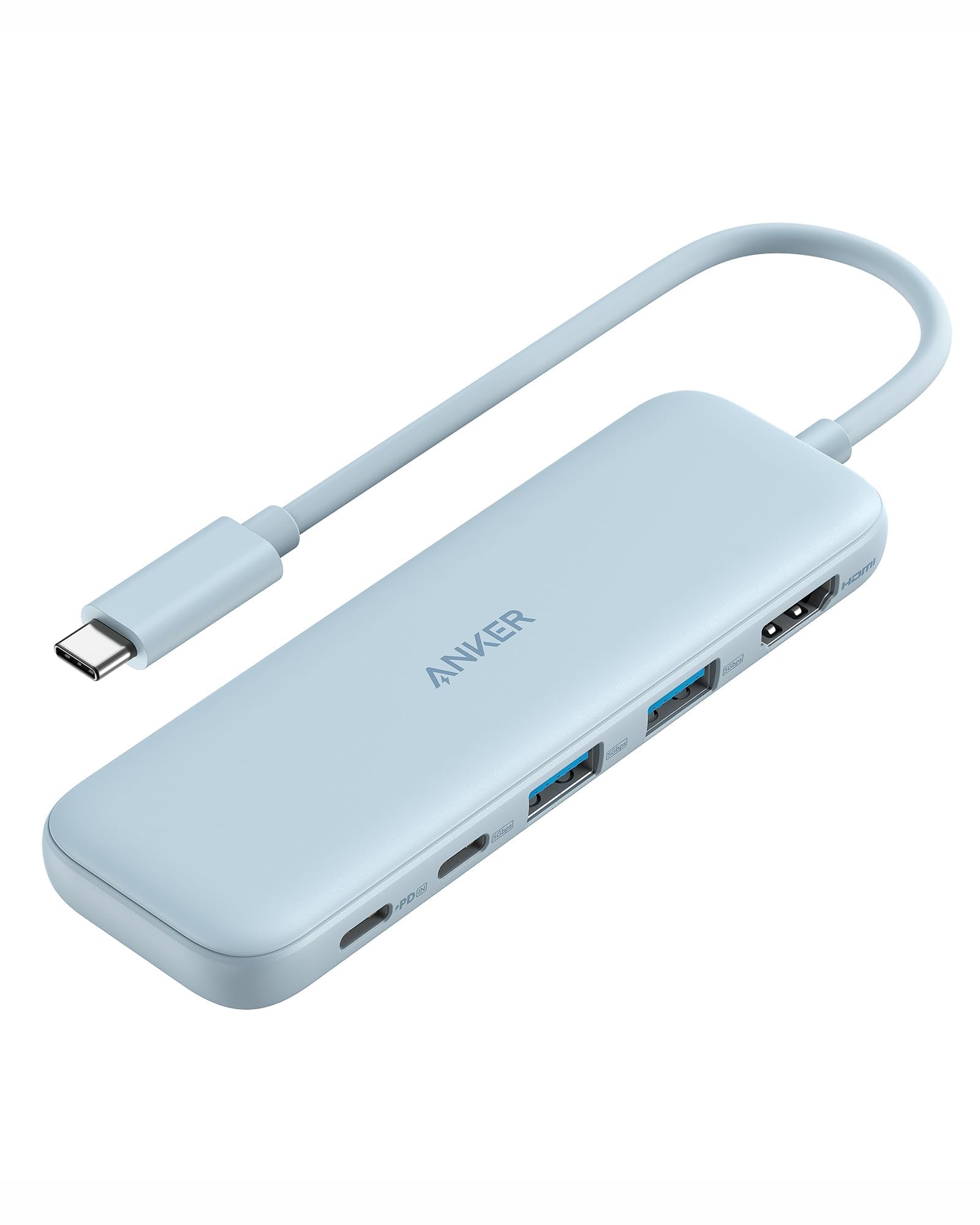 Anker USB hub with multiple ports on a white background