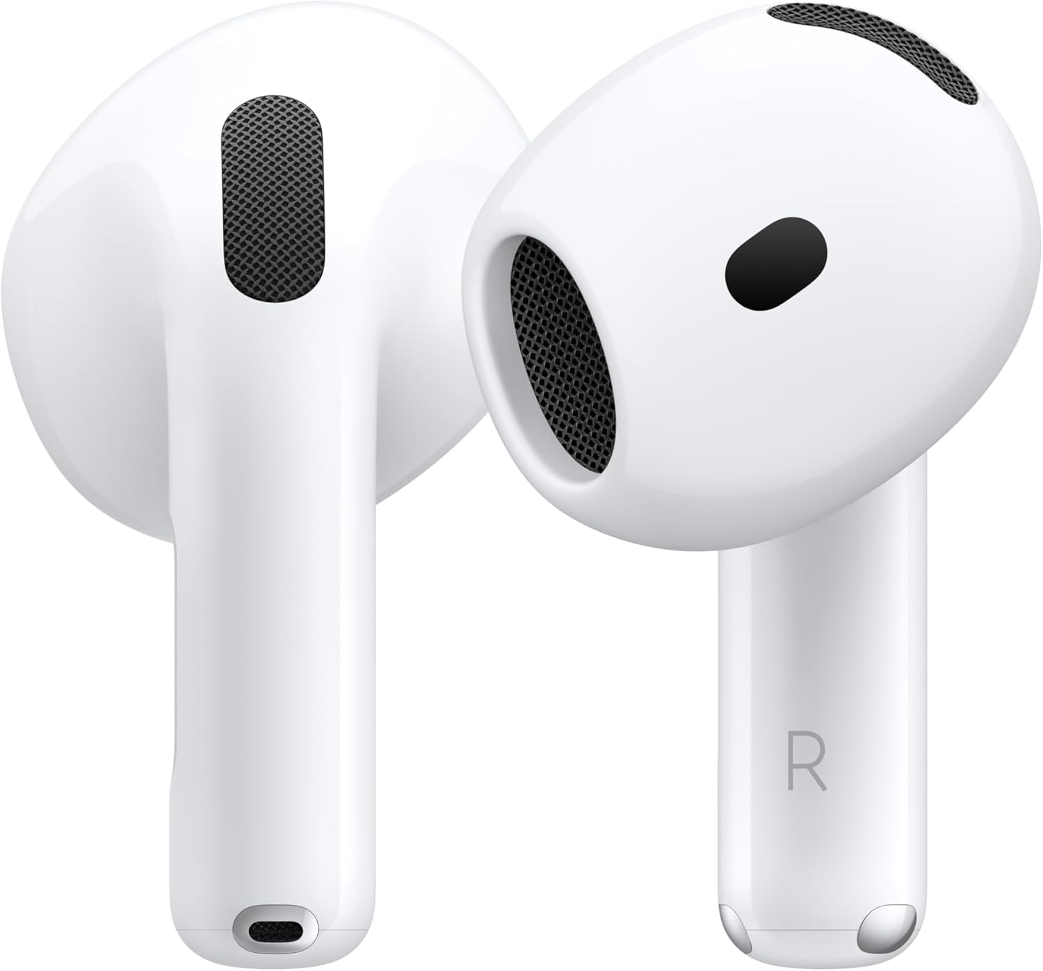 White wireless earbuds on a white background