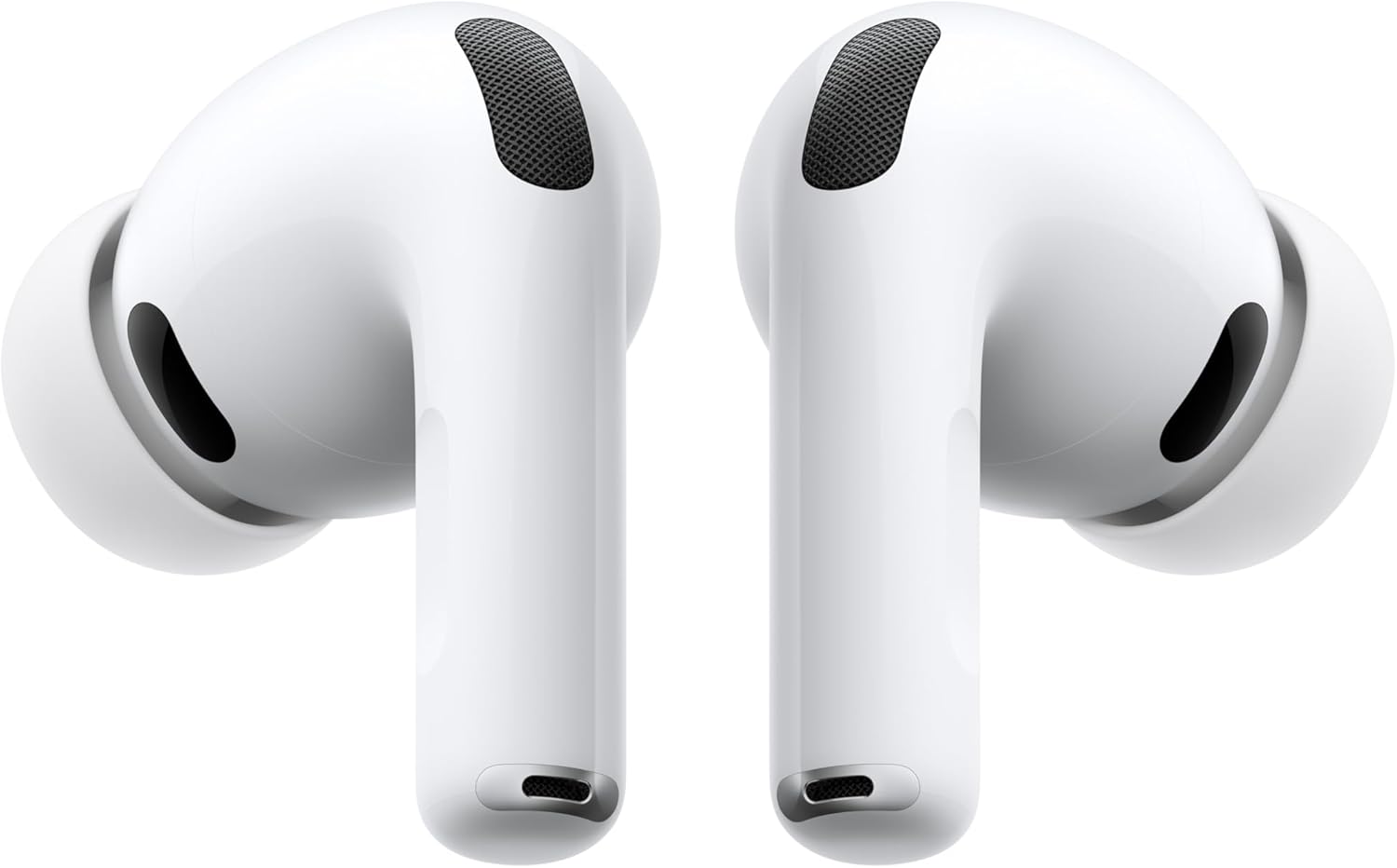 White wireless earbuds on a white background