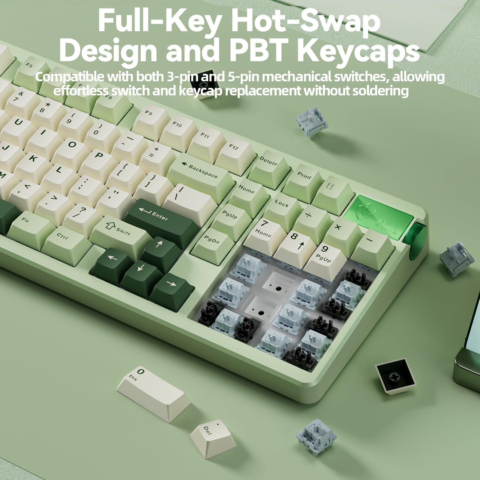 LEOBOG A98 Wireless Gaming Creamy Mechanical Keyboard with Number Pad Knob