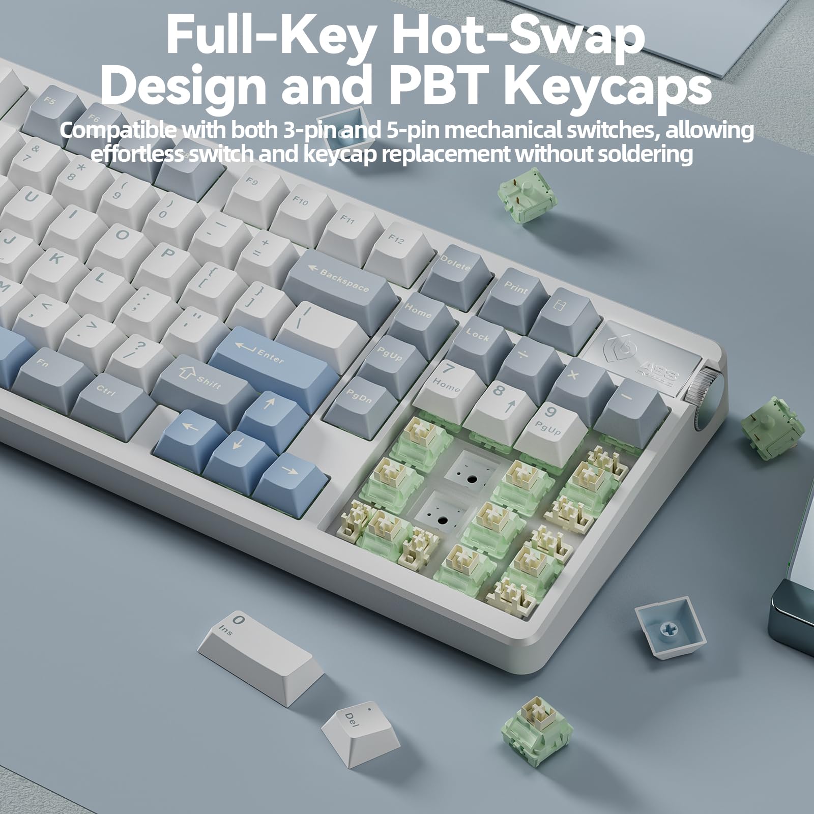 LEOBOG A98 Wireless Gaming Creamy Mechanical Keyboard with Number Pad Knob