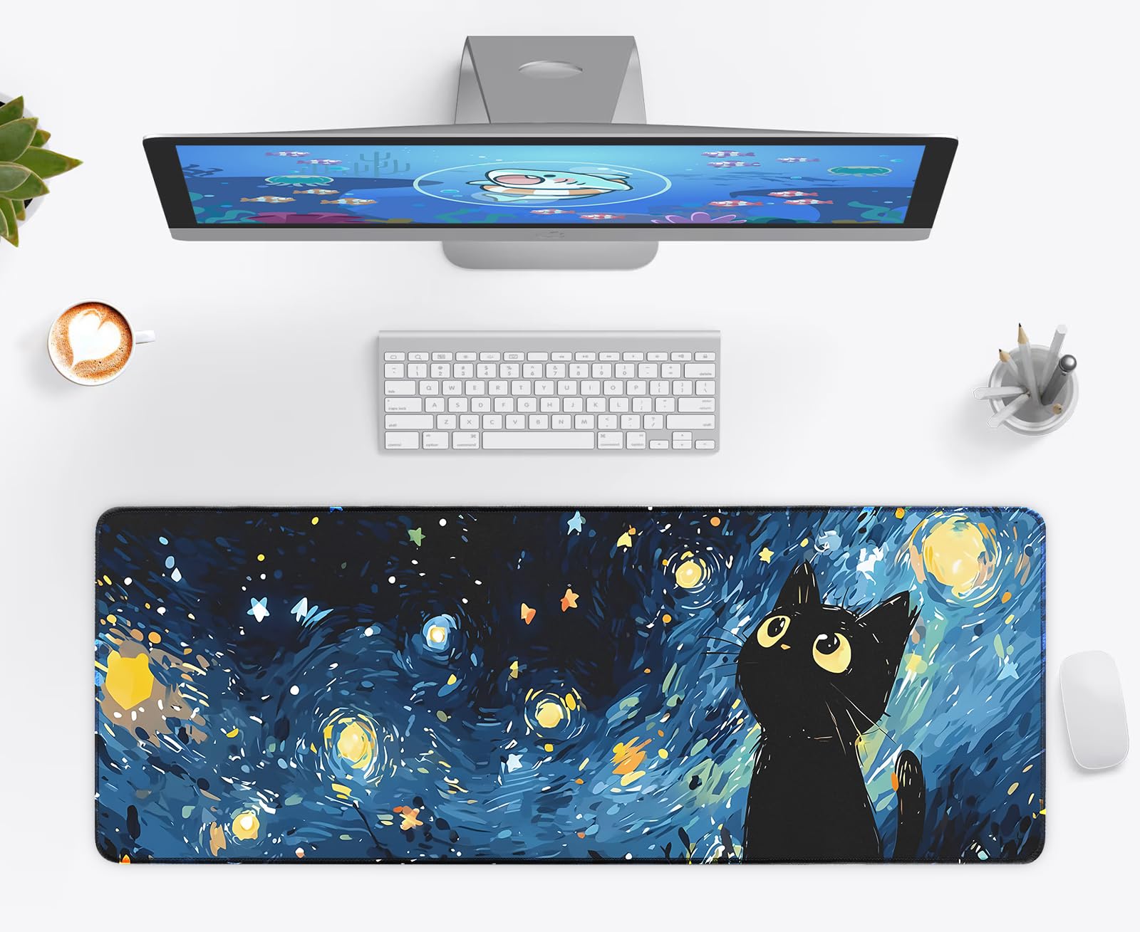 White Ukiyo-e Style Sports Car Anime Mouse Pad, Mouse Pad Gaming Mousepad,Large Mousepads with Non-Slip Rubber Base,Suitable for School,Office,Home,31.5 x 11.8 Inch