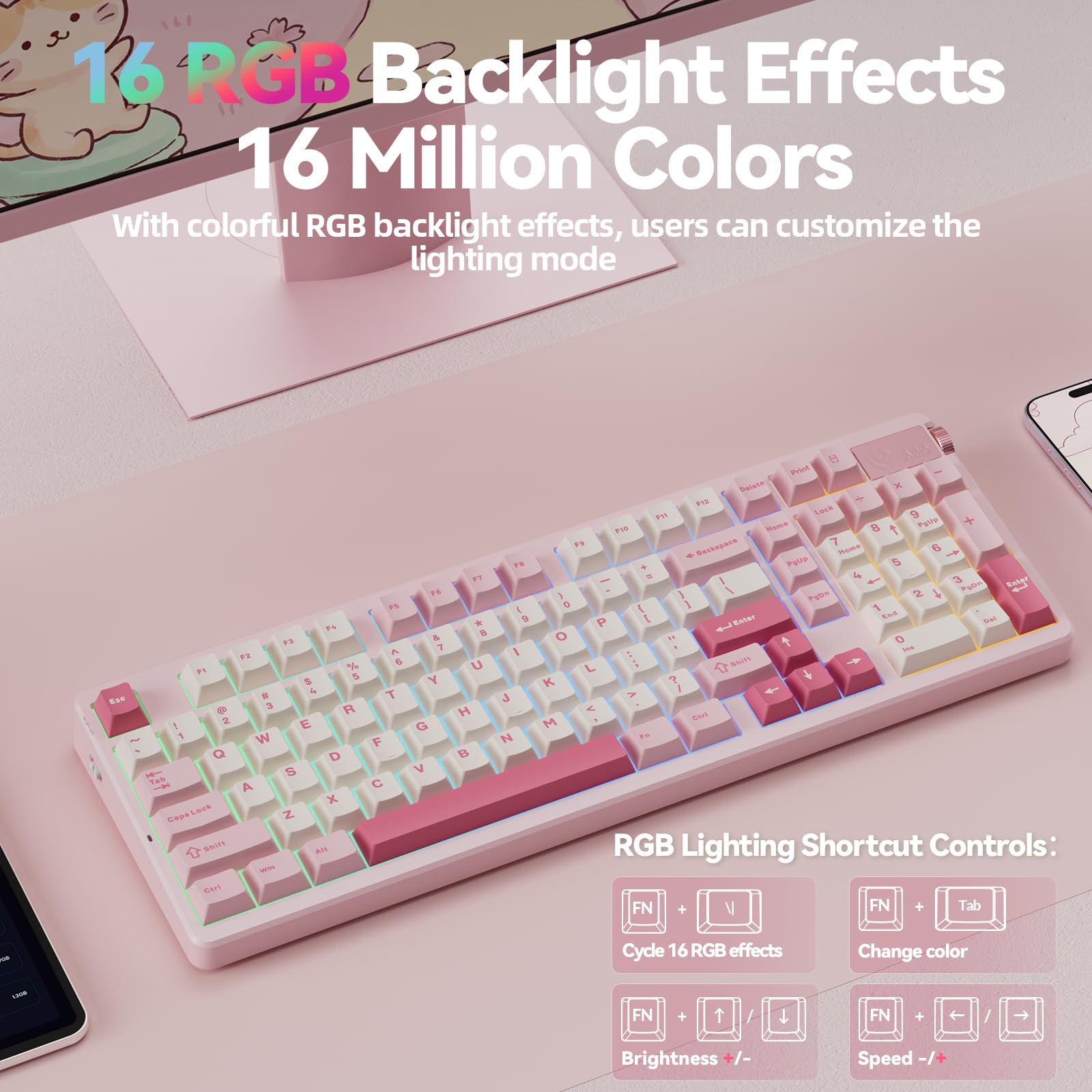LEOBOG A98 Wireless Gaming Creamy Mechanical Keyboard with Number Pad Knob