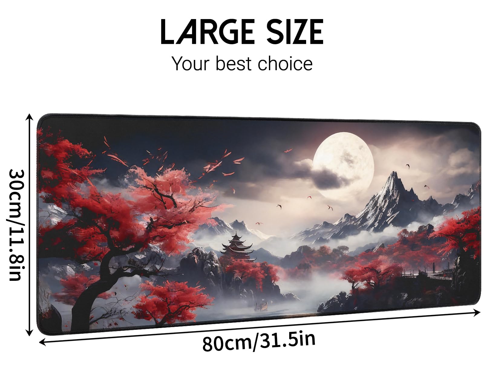 White Ukiyo-e Style Sports Car Anime Mouse Pad, Mouse Pad Gaming Mousepad,Large Mousepads with Non-Slip Rubber Base,Suitable for School,Office,Home,31.5 x 11.8 Inch