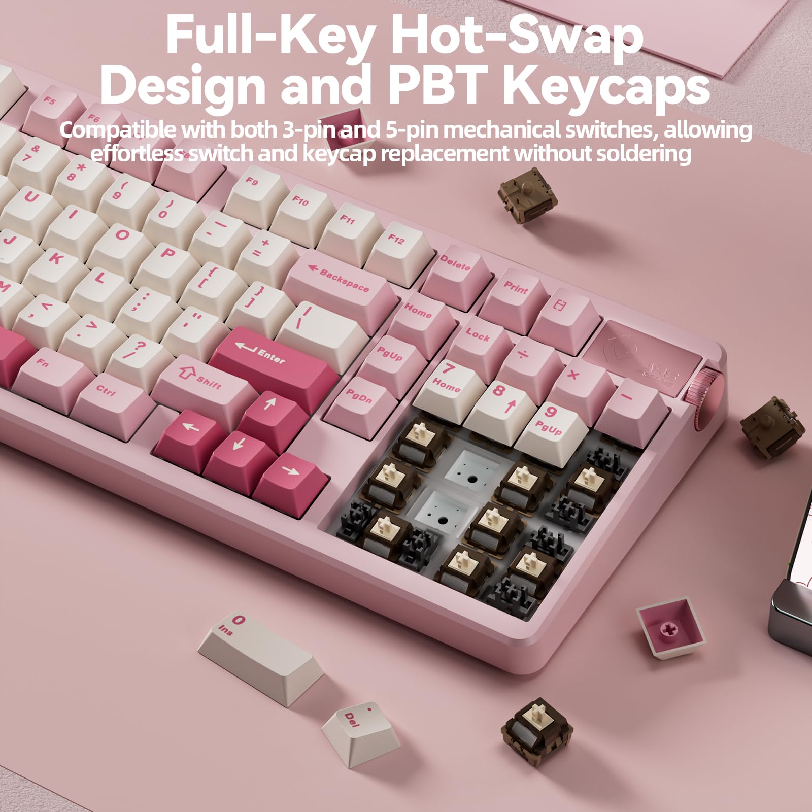 LEOBOG A98 Wireless Gaming Creamy Mechanical Keyboard with Number Pad Knob