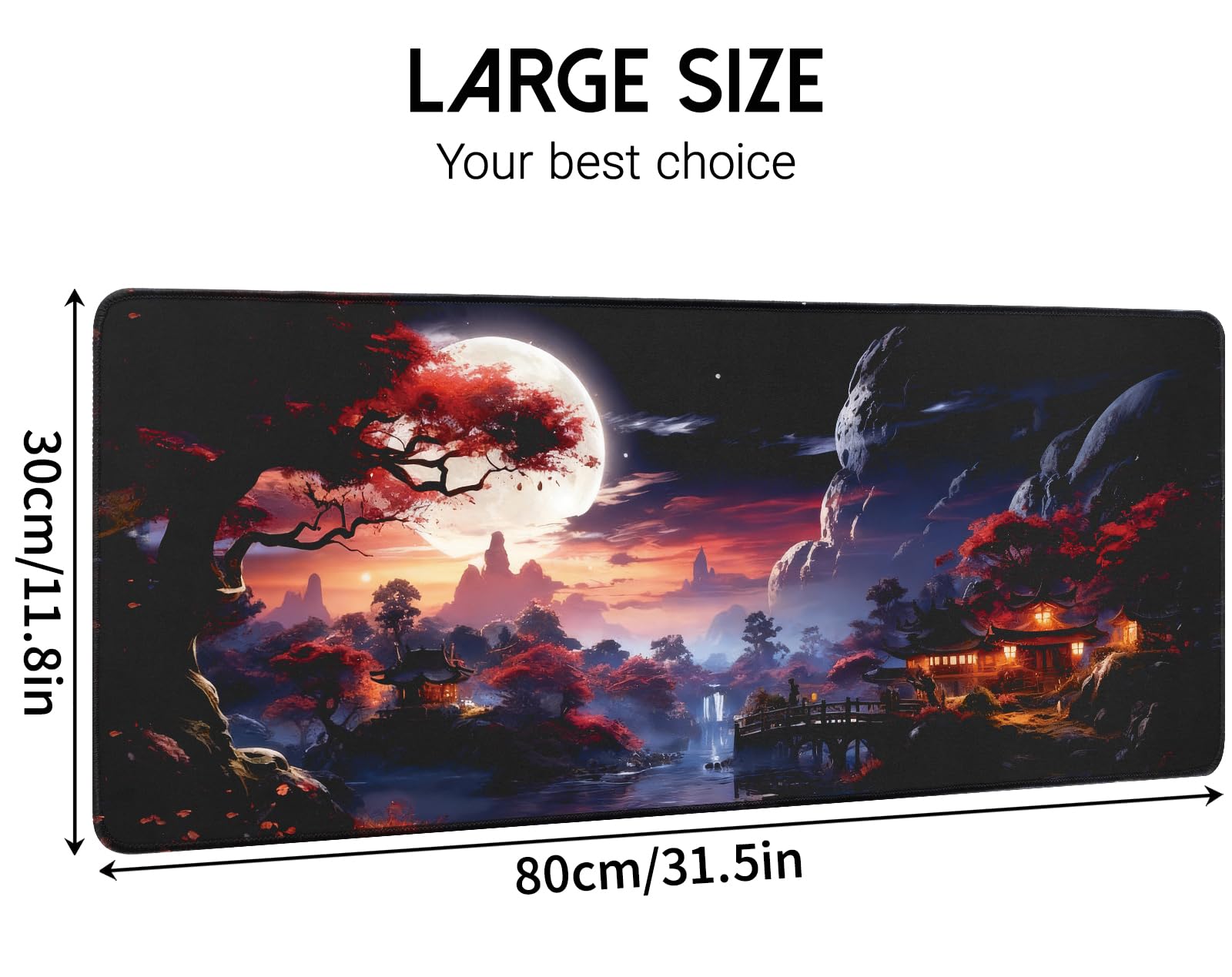 White Ukiyo-e Style Sports Car Anime Mouse Pad, Mouse Pad Gaming Mousepad,Large Mousepads with Non-Slip Rubber Base,Suitable for School,Office,Home,31.5 x 11.8 Inch