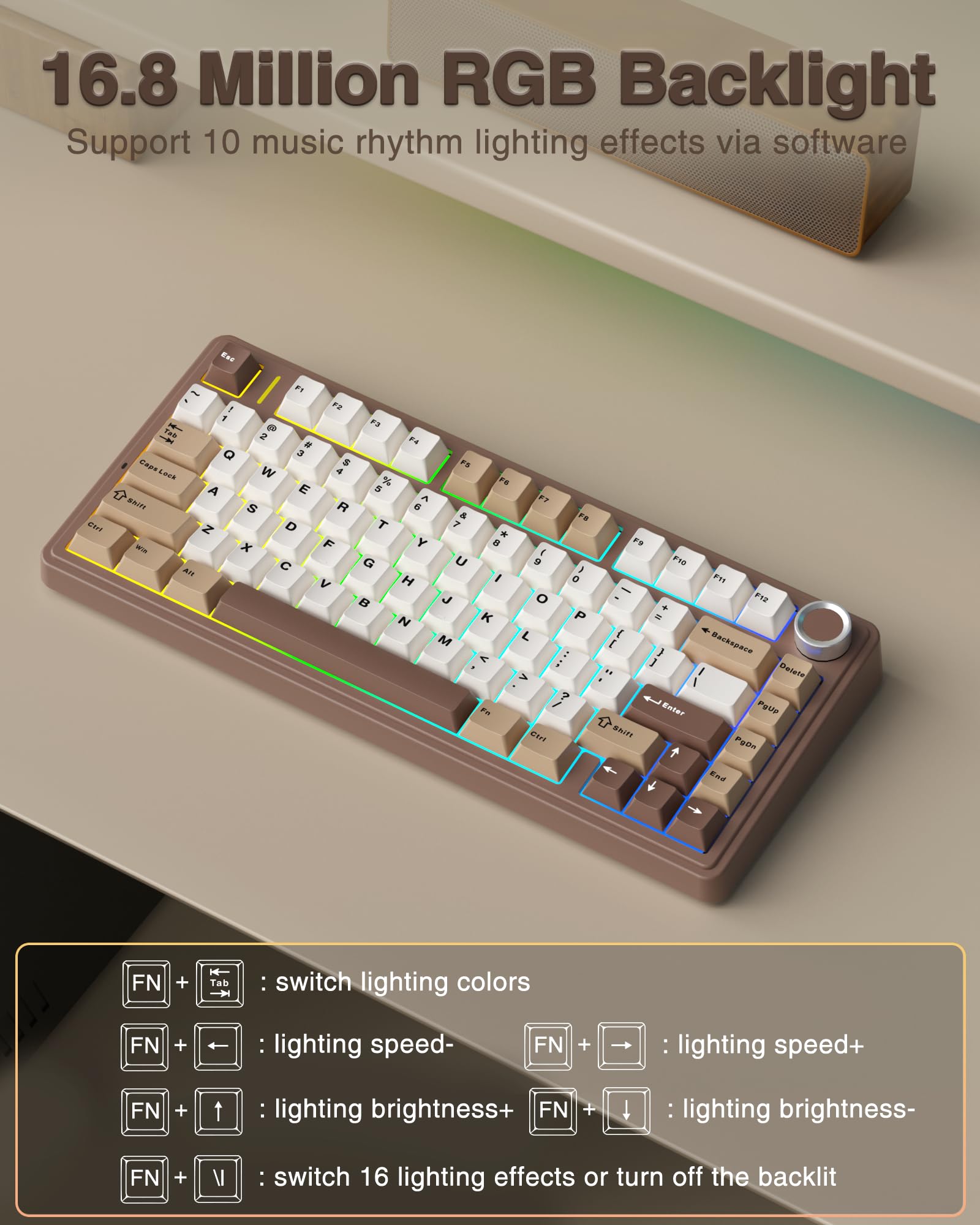 AULA F75 75% Wireless Mechanical Keyboard, Hot Swappable Creamy Keyboard, Pre-lubed Reaper Switches, 2.4GHz/Type-C/BT5.0, RGB Backlit Gaming Keyboards(White & Blue)