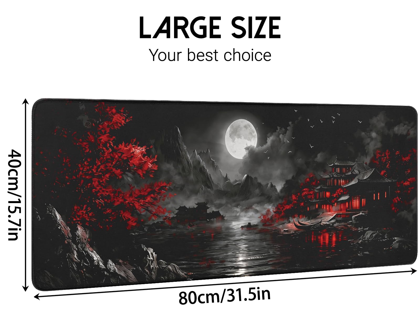White Ukiyo-e Style Sports Car Anime Mouse Pad, Mouse Pad Gaming Mousepad,Large Mousepads with Non-Slip Rubber Base,Suitable for School,Office,Home,31.5 x 11.8 Inch