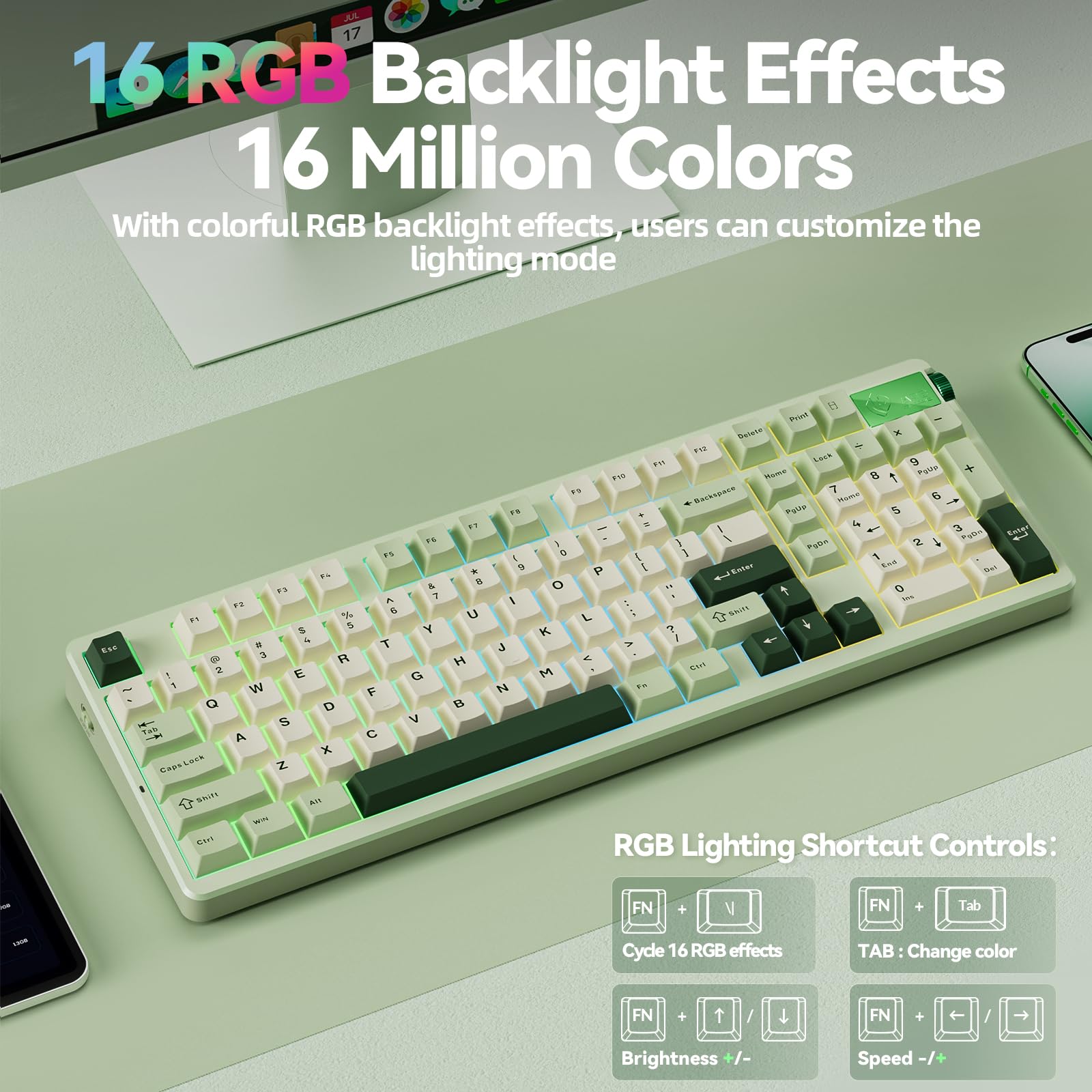 LEOBOG A98 Wireless Gaming Creamy Mechanical Keyboard with Number Pad Knob