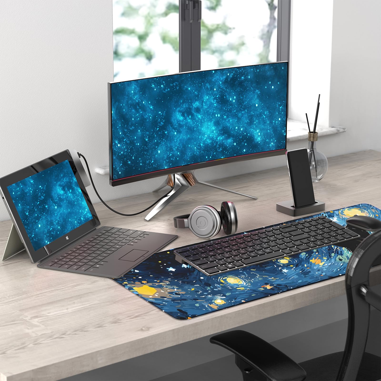 White Ukiyo-e Style Sports Car Anime Mouse Pad, Mouse Pad Gaming Mousepad,Large Mousepads with Non-Slip Rubber Base,Suitable for School,Office,Home,31.5 x 11.8 Inch