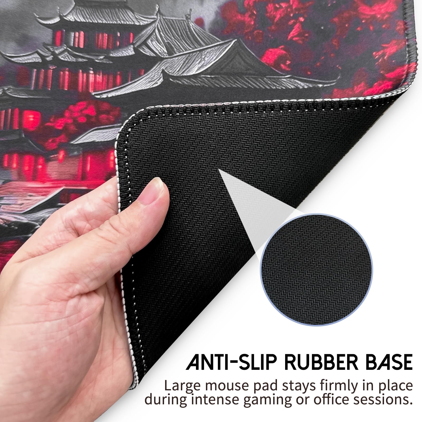 White Ukiyo-e Style Sports Car Anime Mouse Pad, Mouse Pad Gaming Mousepad,Large Mousepads with Non-Slip Rubber Base,Suitable for School,Office,Home,31.5 x 11.8 Inch
