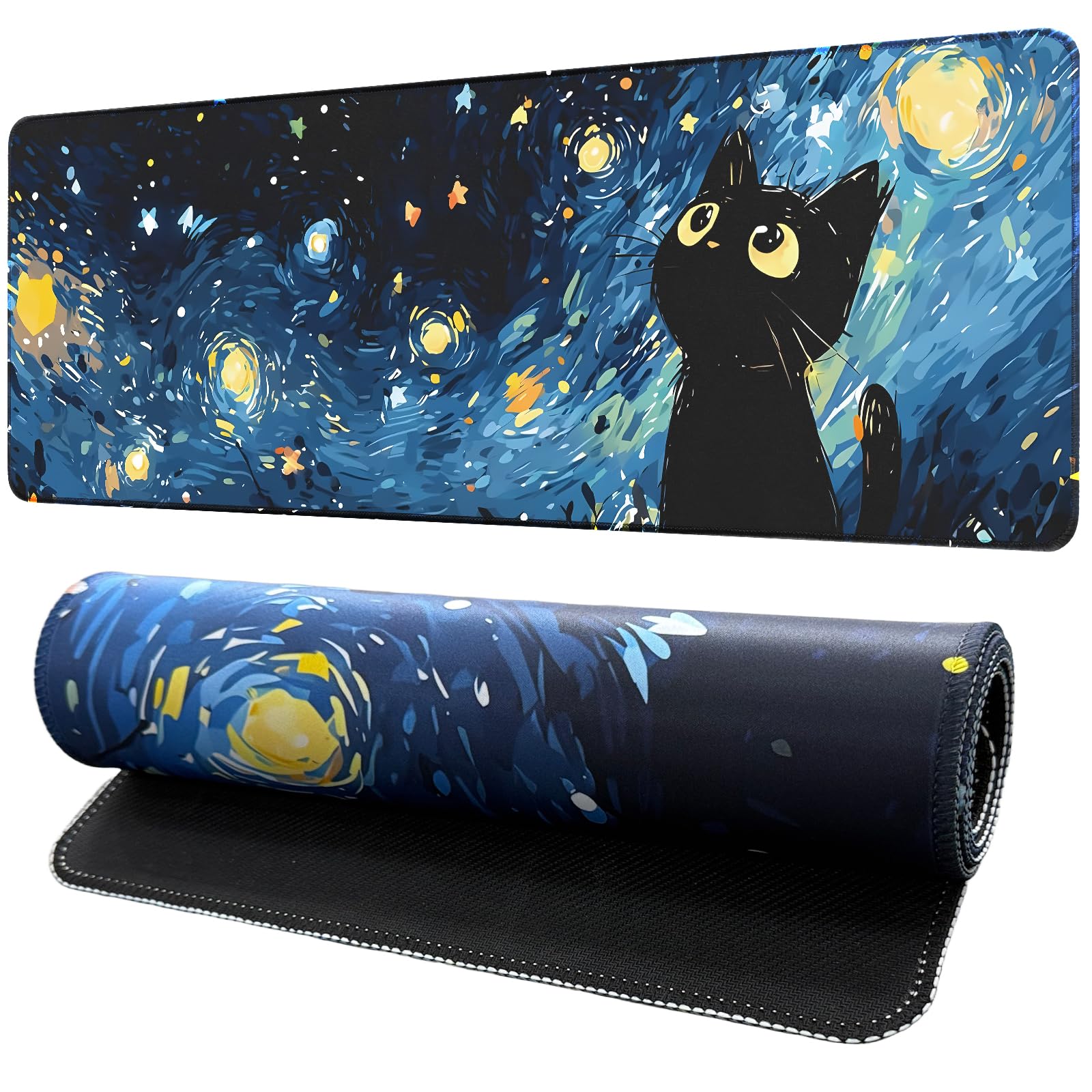White Ukiyo-e Style Sports Car Anime Mouse Pad, Mouse Pad Gaming Mousepad,Large Mousepads with Non-Slip Rubber Base,Suitable for School,Office,Home,31.5 x 11.8 Inch