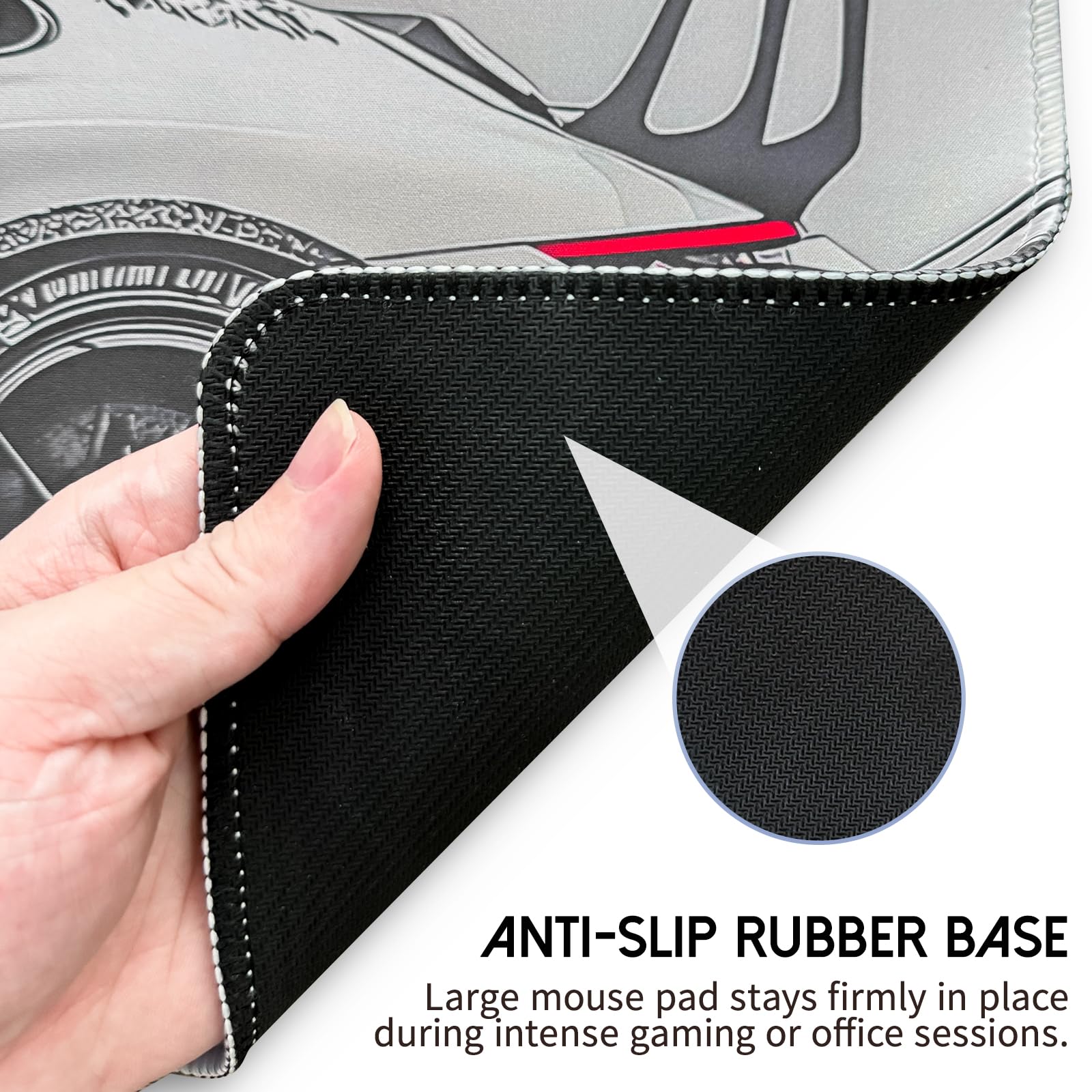 White Ukiyo-e Style Sports Car Anime Mouse Pad, Mouse Pad Gaming Mousepad,Large Mousepads with Non-Slip Rubber Base,Suitable for School,Office,Home,31.5 x 11.8 Inch