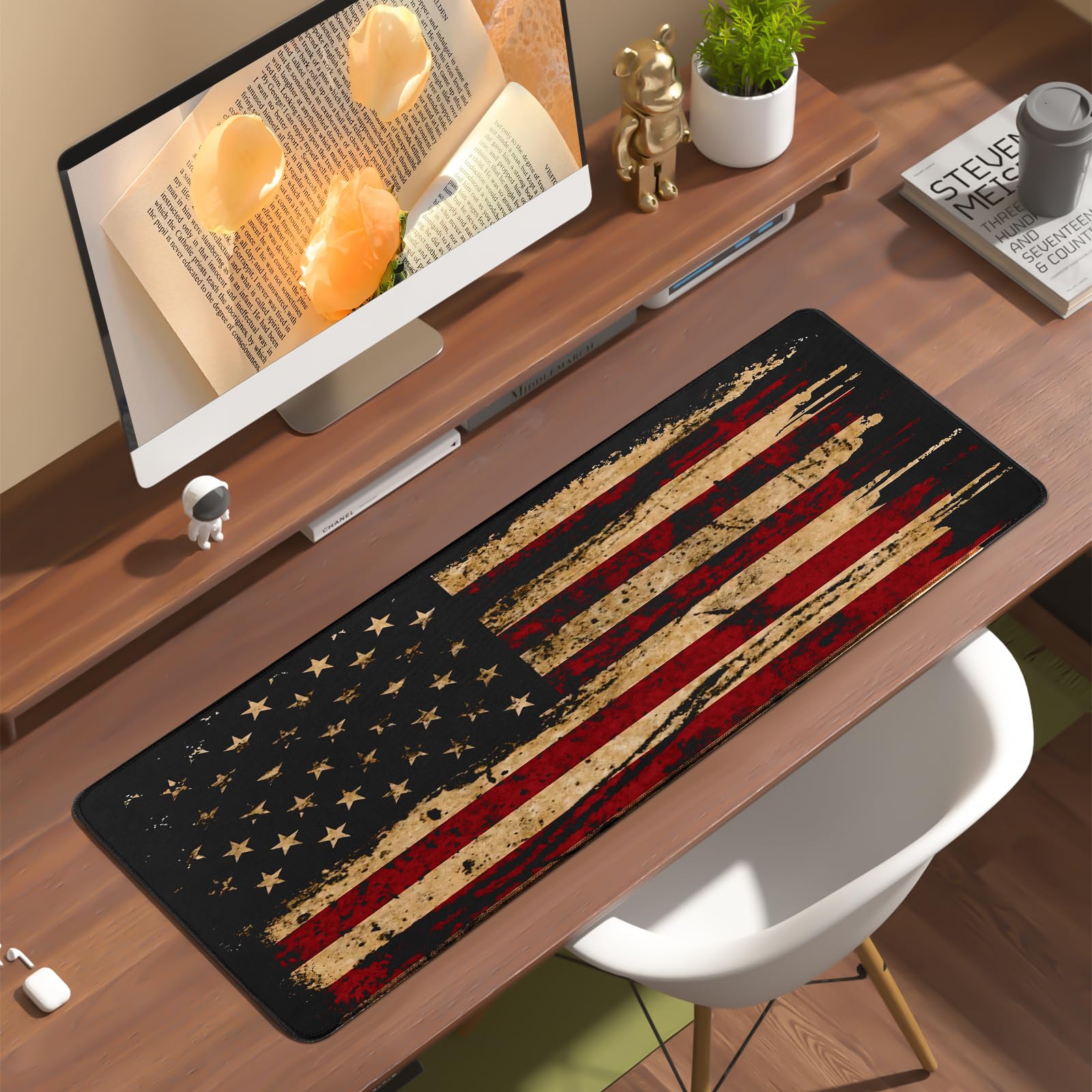 White Ukiyo-e Style Sports Car Anime Mouse Pad, Mouse Pad Gaming Mousepad,Large Mousepads with Non-Slip Rubber Base,Suitable for School,Office,Home,31.5 x 11.8 Inch