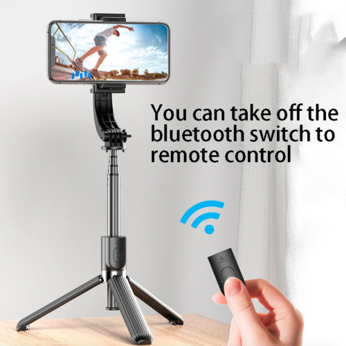Phone holder with Bluetooth remote control on a light background