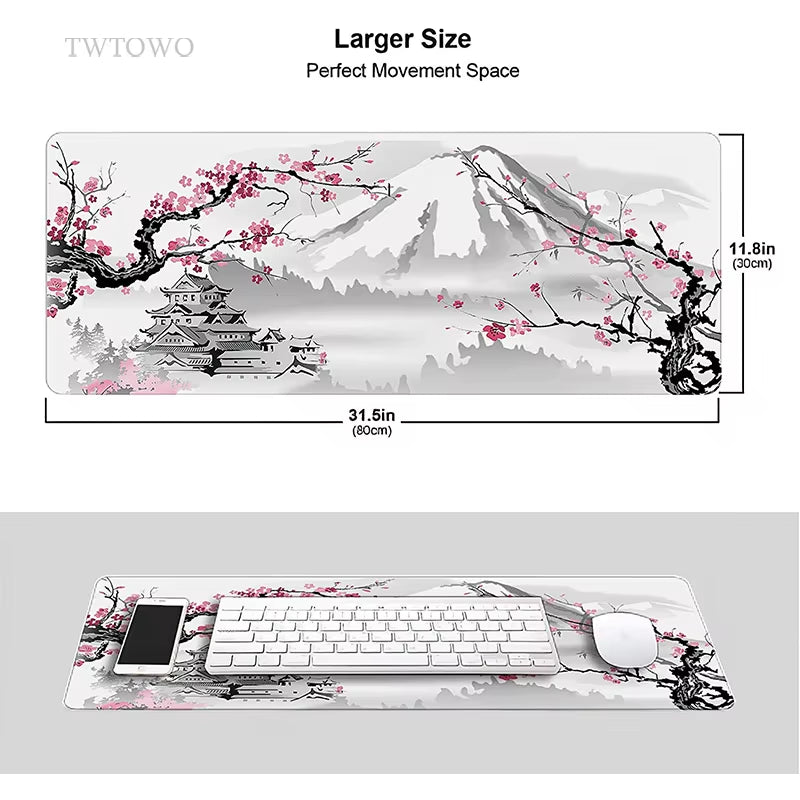 Sakura Japanese Cherry Blossom Mouse Pad Gaming XL Home New HD Mousepad XXL Keyboard Pad Non-Slip Office Carpet Laptop Mice Pad