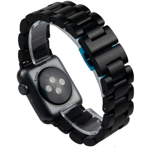 Black metal watch band on a white background