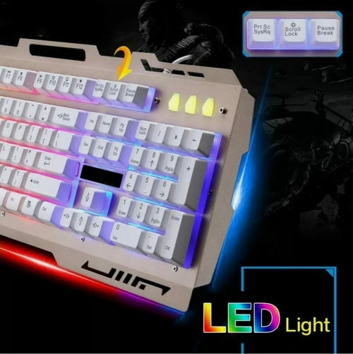 Gaming keyboard with RGB LED lighting on a dark background