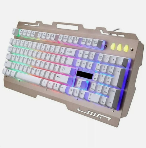 Gaming keyboard with RGB lighting on a white background