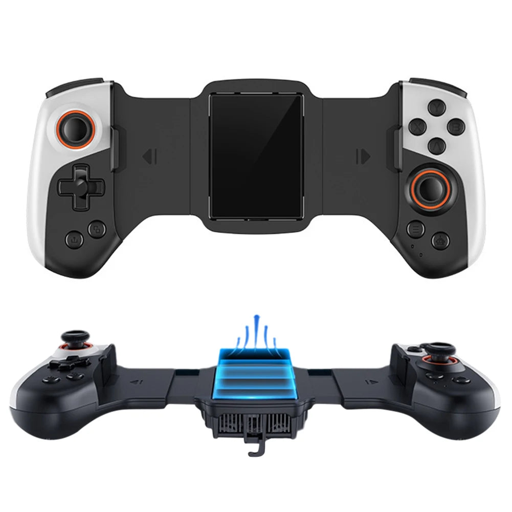 2 in 1 Wireless Mobile Gaming Controller with Cooling Fan Dual Joysticks for Android Iphone and Switch Devices