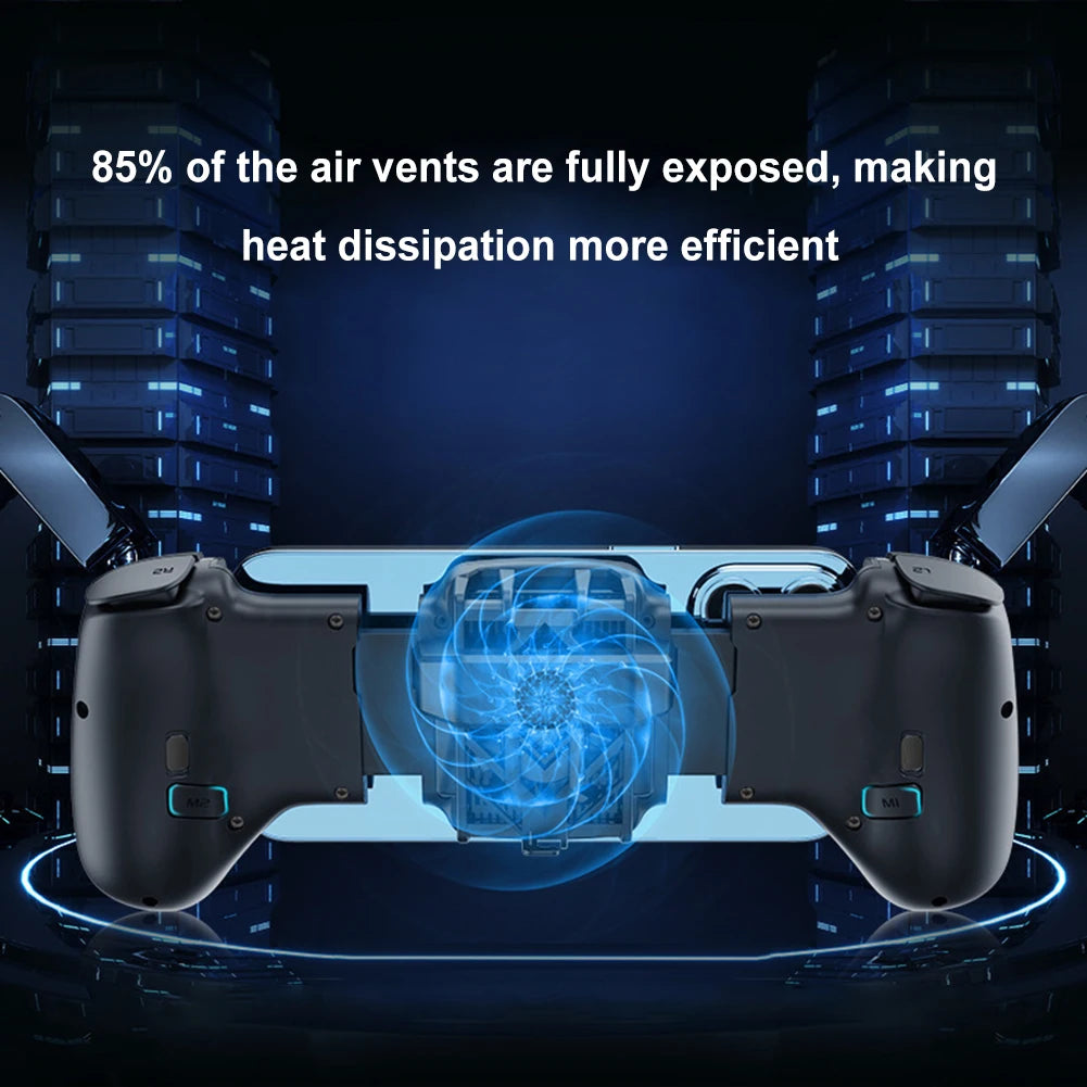 2 in 1 Wireless Mobile Gaming Controller with Cooling Fan Dual Joysticks for Android Iphone and Switch Devices