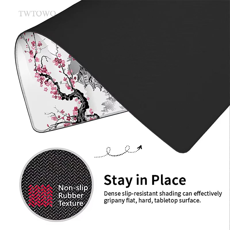 Sakura Japanese Cherry Blossom Mouse Pad Gaming XL Home New HD Mousepad XXL Keyboard Pad Non-Slip Office Carpet Laptop Mice Pad
