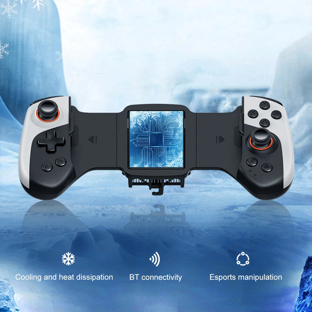 2 in 1 Wireless Mobile Gaming Controller with Cooling Fan Dual Joysticks for Android Iphone and Switch Devices