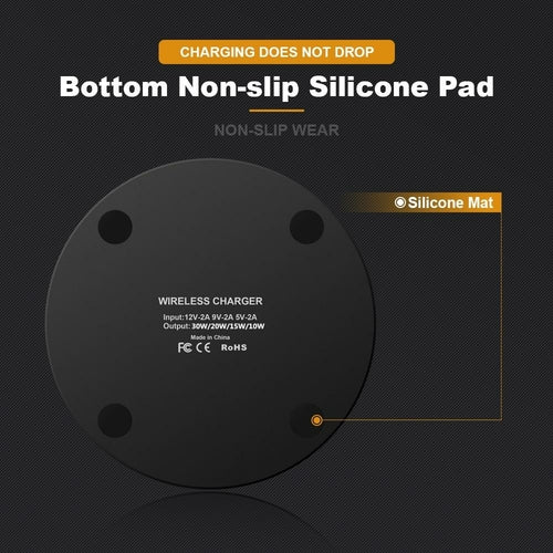 Black silicone pad with text on a dark background
